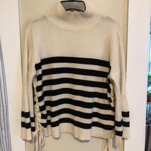 Joie Striped Cashmere Turtleneck Sweater